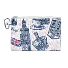 London Seamless Pattern Canvas Cosmetic Bag (large) by Wegoenart