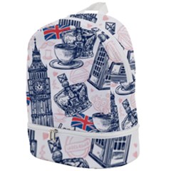 London Seamless Pattern Zip Bottom Backpack by Wegoenart