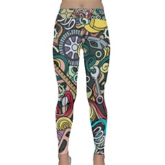 Cartoon-cute-doodles-hand-drawn-auto-service-seamless-pattern Classic Yoga Leggings by Wegoenart