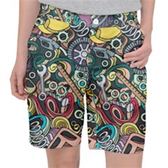 Cartoon-cute-doodles-hand-drawn-auto-service-seamless-pattern Pocket Shorts by Wegoenart