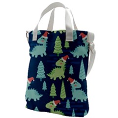 Cute-dinosaurs-animal-seamless-pattern-doodle-dino-winter-theme Canvas Messenger Bag