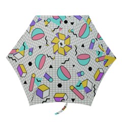 Tridimensional-pastel-shapes-background-memphis-style Mini Folding Umbrellas by Wegoenart