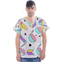 Tridimensional-pastel-shapes-background-memphis-style Men s V-Neck Scrub Top View1