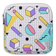 Tridimensional-pastel-shapes-background-memphis-style Mini Square Pouch by Wegoenart