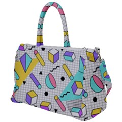 Tridimensional-pastel-shapes-background-memphis-style Duffel Travel Bag by Wegoenart