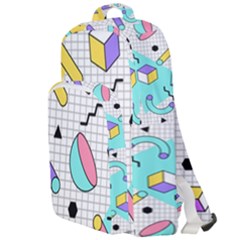 Tridimensional-pastel-shapes-background-memphis-style Double Compartment Backpack