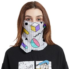 Tridimensional-pastel-shapes-background-memphis-style Face Covering Bandana (two Sides) by Wegoenart