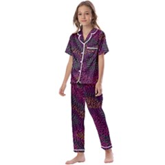 Colorful-abstract-seamless-pattern Kids  Satin Short Sleeve Pajamas Set