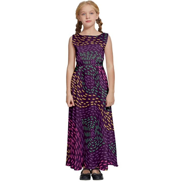 Colorful-abstract-seamless-pattern Kids  Satin Sleeveless Maxi Dress