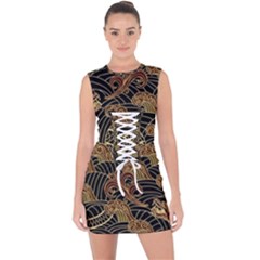 Oriental-traditional-seamless-pattern Lace Up Front Bodycon Dress by Wegoenart