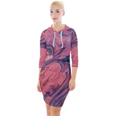 Abstract-colorful-painting-background-closeup Quarter Sleeve Hood Bodycon Dress by Wegoenart