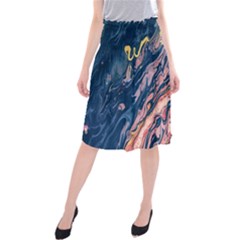 Liquid Abstract Paint Texture Midi Beach Skirt