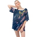 Liquid abstract paint texture Oversized Chiffon Top View1