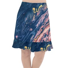 Liquid Abstract Paint Texture Fishtail Chiffon Skirt by Wegoenart