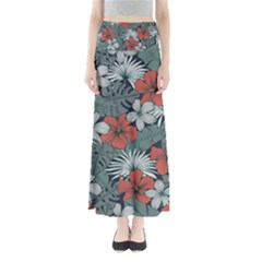 Seamless-floral-pattern-with-tropical-flowers Full Length Maxi Skirt by Wegoenart