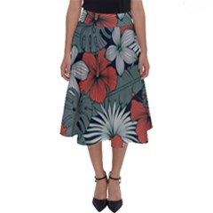 Seamless-floral-pattern-with-tropical-flowers Perfect Length Midi Skirt by Wegoenart