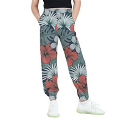 Seamless-floral-pattern-with-tropical-flowers Kids  Elastic Waist Pants by Wegoenart