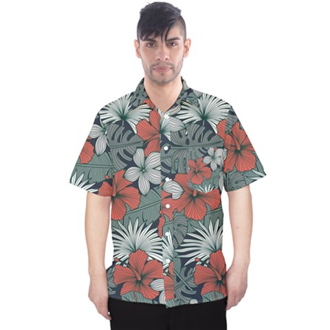 Seamless-floral-pattern-with-tropical-flowers Men s Hawaii Shirt by Wegoenart