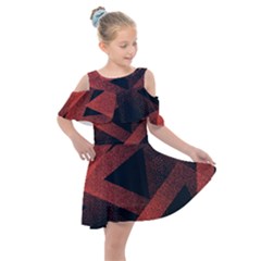 Stippled-seamless-pattern-abstract Kids  Shoulder Cutout Chiffon Dress