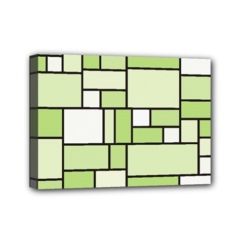 Green-geometric-digital-paper Mini Canvas 7  X 5  (stretched) by Wegoenart