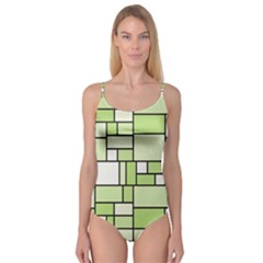 Green-geometric-digital-paper Camisole Leotard  by Wegoenart