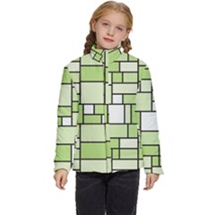 Green-geometric-digital-paper Kids  Puffer Bubble Jacket Coat by Wegoenart