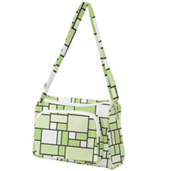 Green-geometric-digital-paper Front Pocket Crossbody Bag by Wegoenart