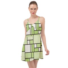 Green-geometric-digital-paper Summer Time Chiffon Dress by Wegoenart