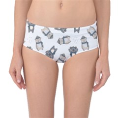 Cute Seamless Pattern With Koala Panda Bear Mid-waist Bikini Bottoms by Wegoenart