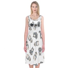 Cute Seamless Pattern With Koala Panda Bear Midi Sleeveless Dress by Wegoenart