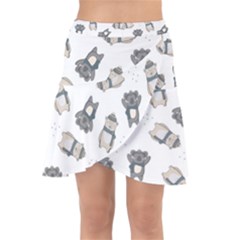 Cute Seamless Pattern With Koala Panda Bear Wrap Front Skirt by Wegoenart