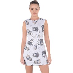 Cute Seamless Pattern With Koala Panda Bear Lace Up Front Bodycon Dress by Wegoenart