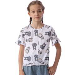 Cute Seamless Pattern With Koala Panda Bear Kids  Cuff Sleeve Scrunch Bottom Tee