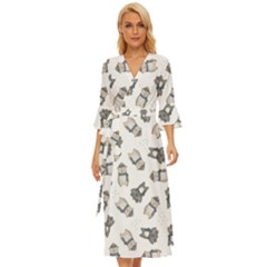 Cute Seamless Pattern With Koala Panda Bear Midsummer Wrap Dress by Wegoenart