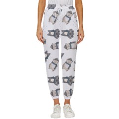 Cute Seamless Pattern With Koala Panda Bear Cropped Drawstring Pants by Wegoenart