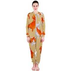 Gold Fish Seamless Pattern Background OnePiece Jumpsuit (Ladies)