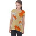 Gold Fish Seamless Pattern Background Cap Sleeve High Low Top View1