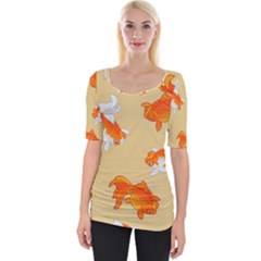 Gold Fish Seamless Pattern Background Wide Neckline Tee