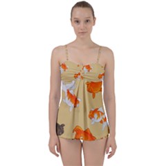 Gold Fish Seamless Pattern Background Babydoll Tankini Set