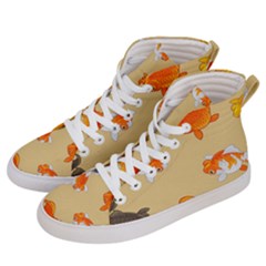 Gold Fish Seamless Pattern Background Women s Hi-top Skate Sneakers by Wegoenart