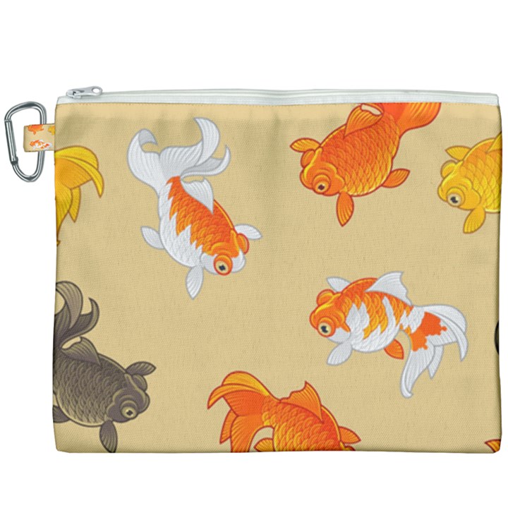 Gold Fish Seamless Pattern Background Canvas Cosmetic Bag (XXXL)