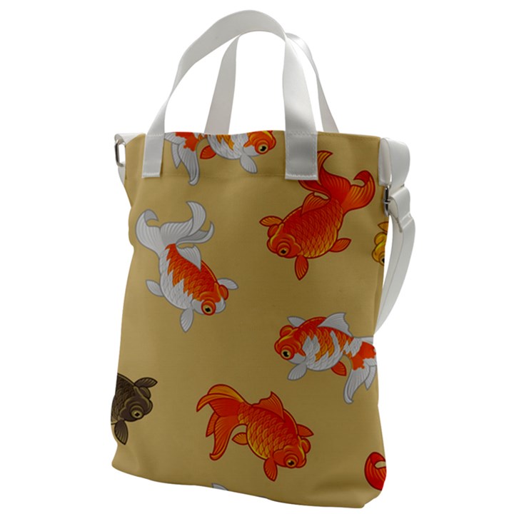 Gold Fish Seamless Pattern Background Canvas Messenger Bag