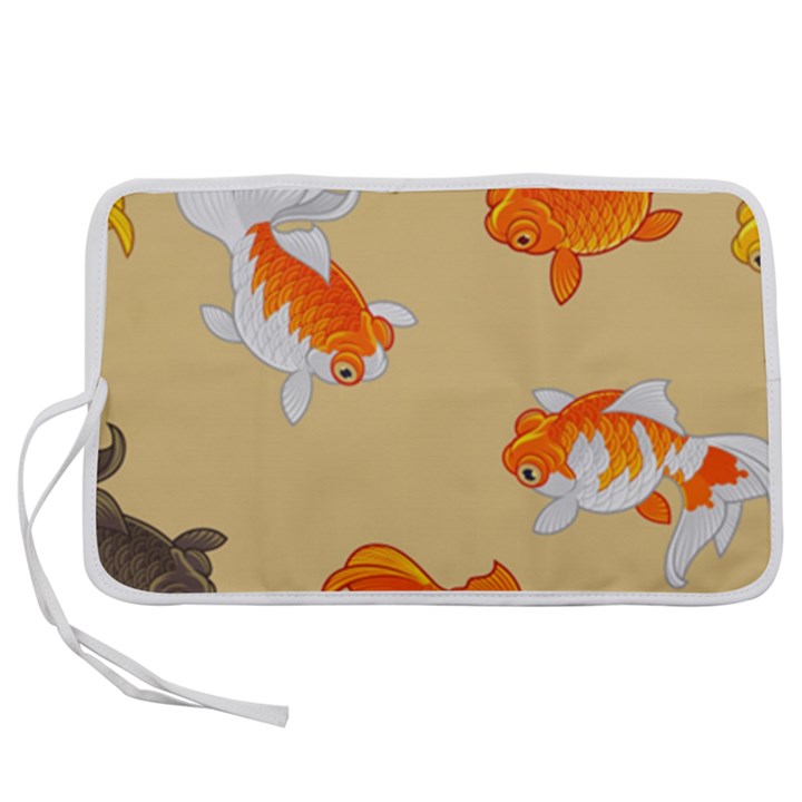 Gold Fish Seamless Pattern Background Pen Storage Case (M)