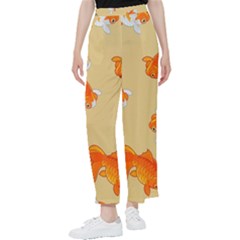 Gold Fish Seamless Pattern Background Women s Pants  by Wegoenart