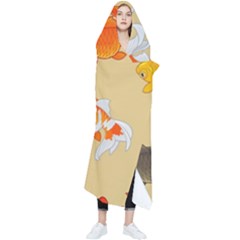 Gold Fish Seamless Pattern Background Wearable Blanket by Wegoenart