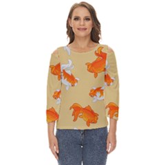 Gold Fish Seamless Pattern Background Cut Out Wide Sleeve Top