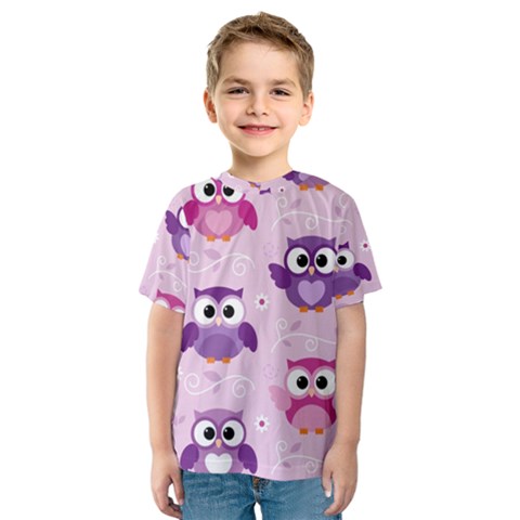 Seamless Cute Colourfull Owl Kids Pattern Kids  Sport Mesh Tee by Wegoenart