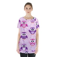 Seamless Cute Colourfull Owl Kids Pattern Skirt Hem Sports Top by Wegoenart