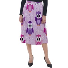 Seamless Cute Colourfull Owl Kids Pattern Classic Velour Midi Skirt  by Wegoenart