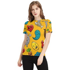 Graffiti Characters Seamless Ornament Women s Short Sleeve Rash Guard by Wegoenart